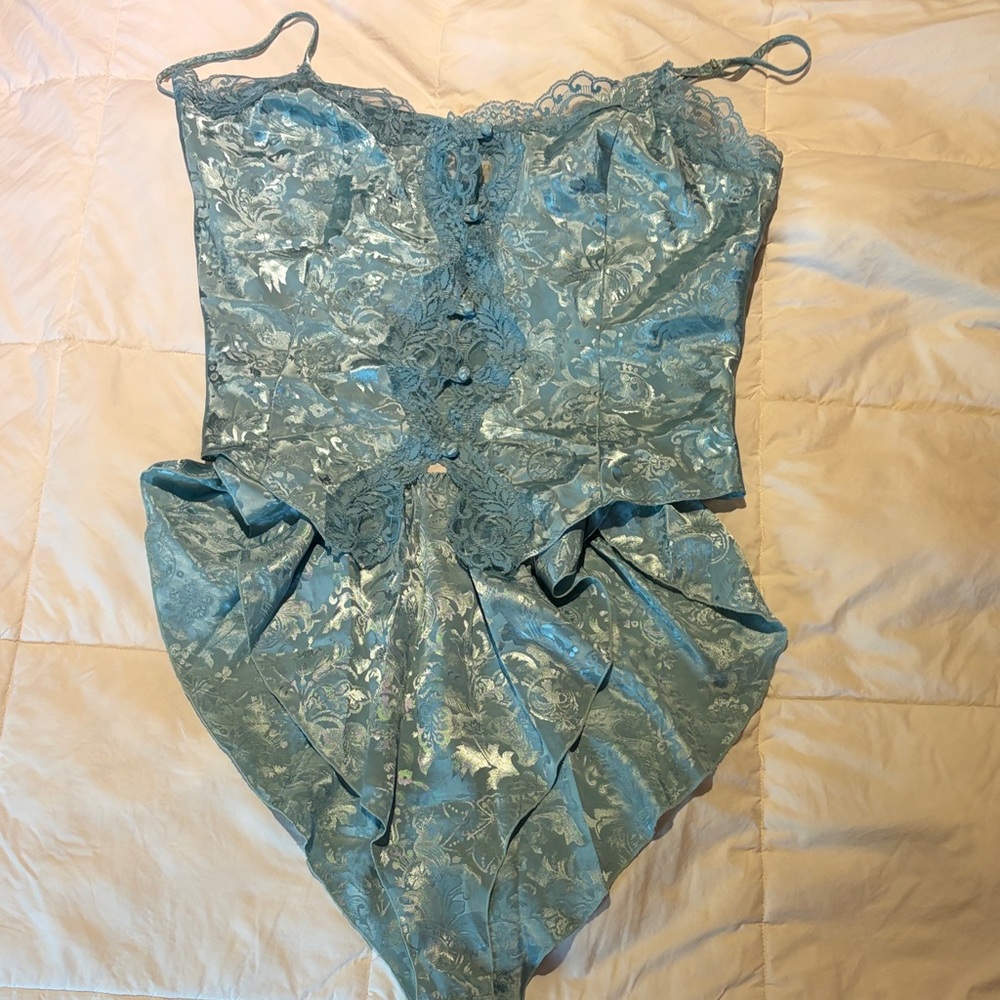 Victoria's Secret Light Blue Lace & Satin Lingerie Set